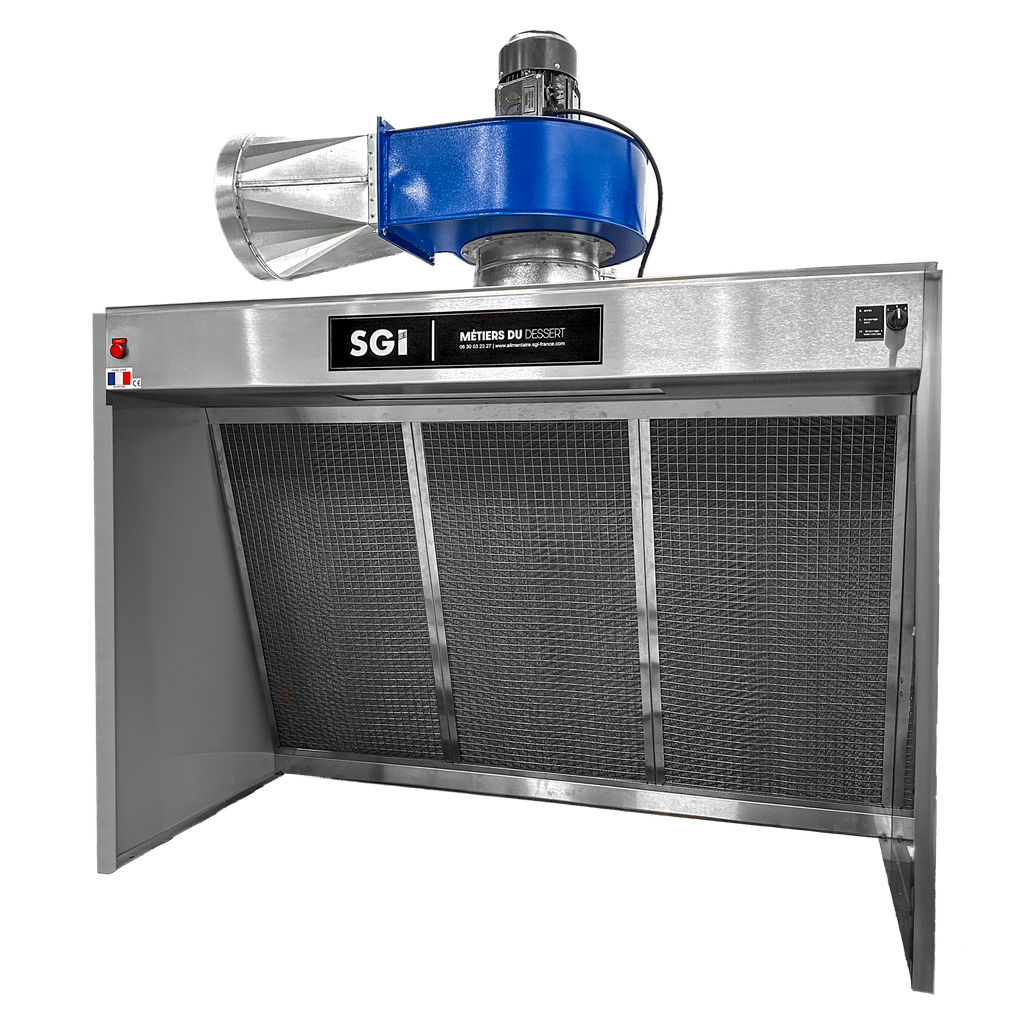 Hotte Deluxe alimentaire 1.5m - Double filtration - Cadres Tout Inox Nouvelle Génération - Triphasée