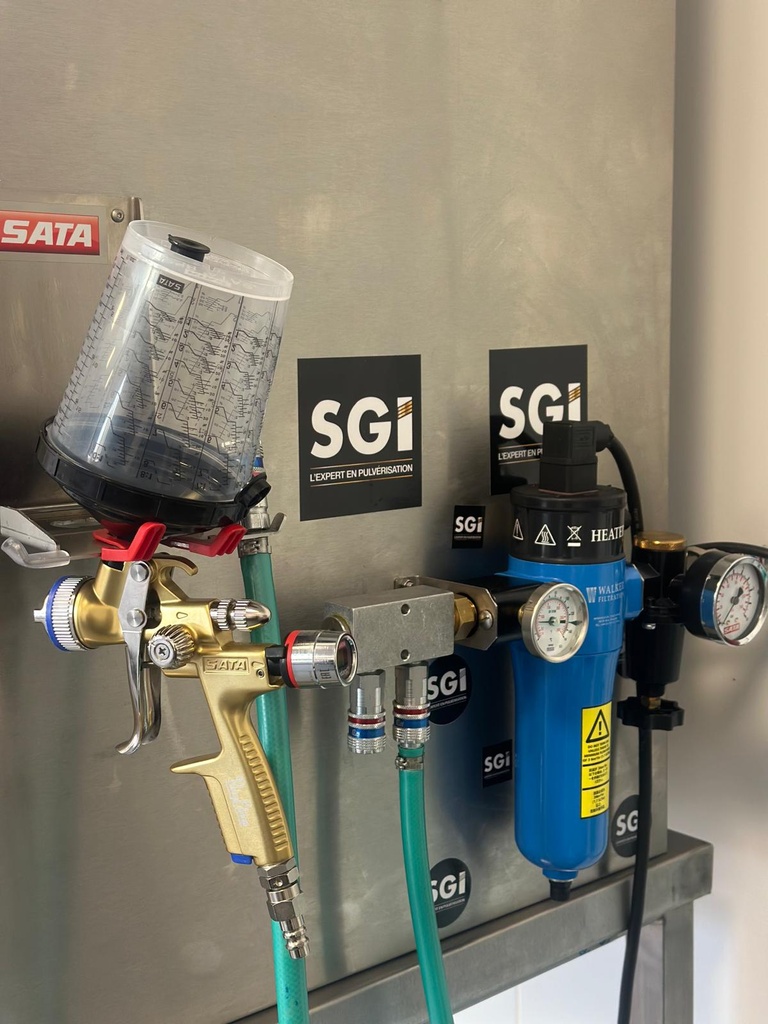 RECHAUFFEUR D’AIR "A55TH" avec thermomètre + Régulateur d'air - entrée Euro + double sortie d'air avec 2 coupleurs Euro eSafe - 220 volt