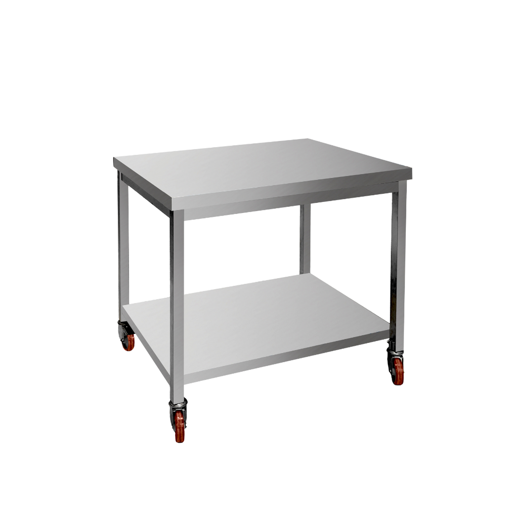 Table Inox avec 1 étagère + kit 4 roulettes pour Hotte Alimentaire KING SIZE 2000