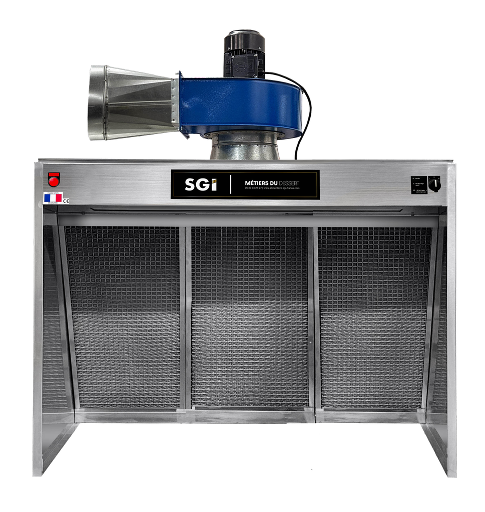 Hotte Deluxe alimentaire inox 1.5 m - Double filtration - Cadres tout inox Nouvelle Génération - Triphasée 