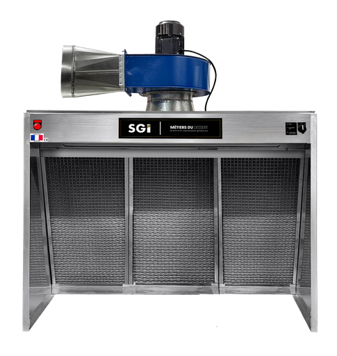 [40HOT1500NGWB] Hotte Deluxe alimentaire inox 1.5 m - Double filtration - Cadres tout inox Nouvelle Génération - Triphasée 